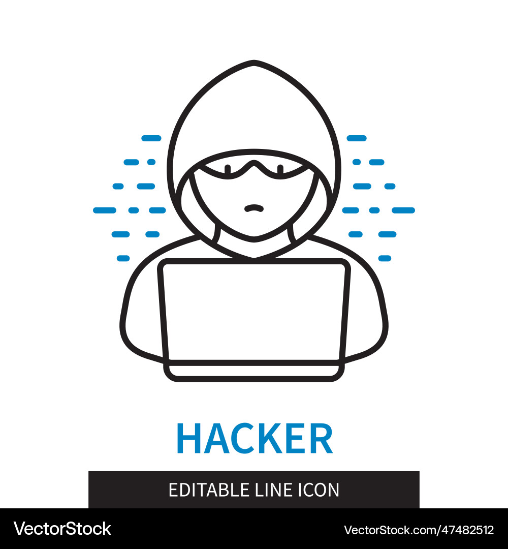 Hacker editable line icon Hacker editable line icon vector image