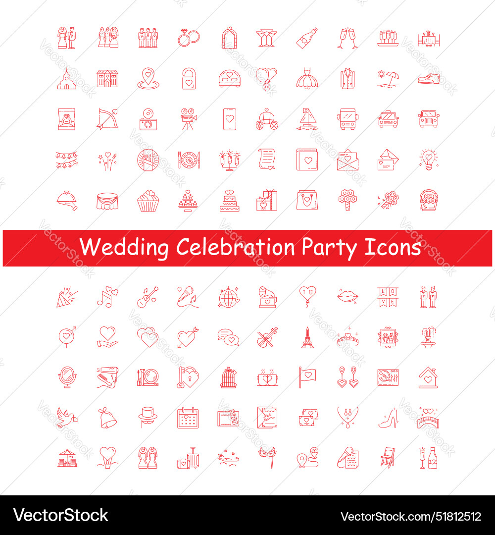 Hochzeit Party Feier Ikone Design Sammlung Hochzeit Party Feier Ikone Design Sammlung vektorbild