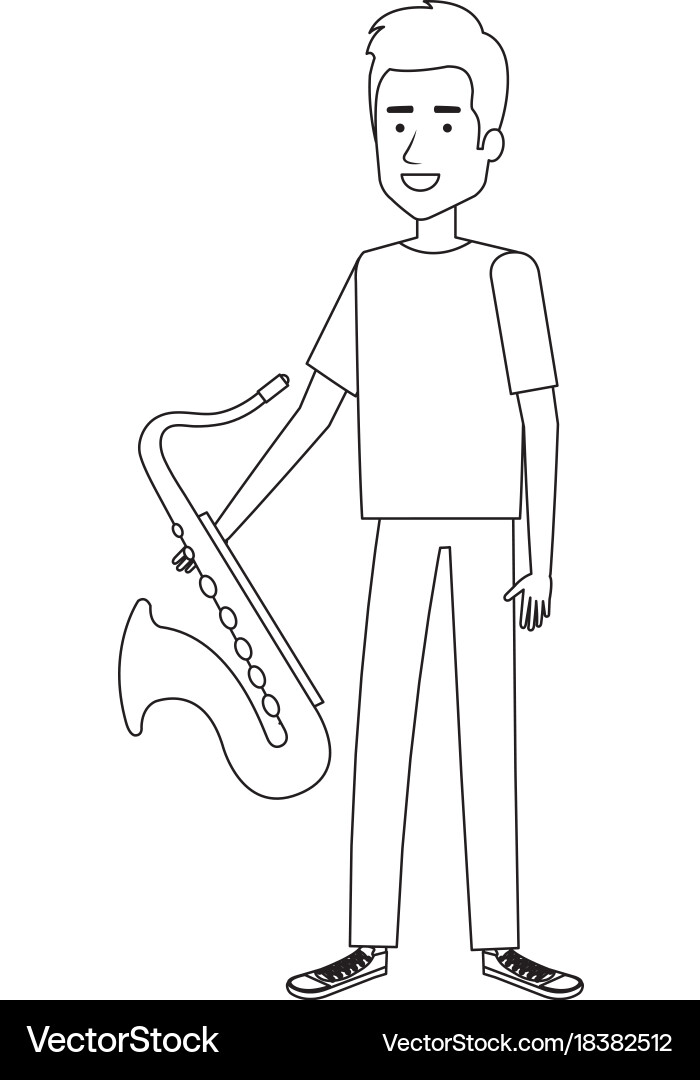 Man playing saxophone character Vector Image
