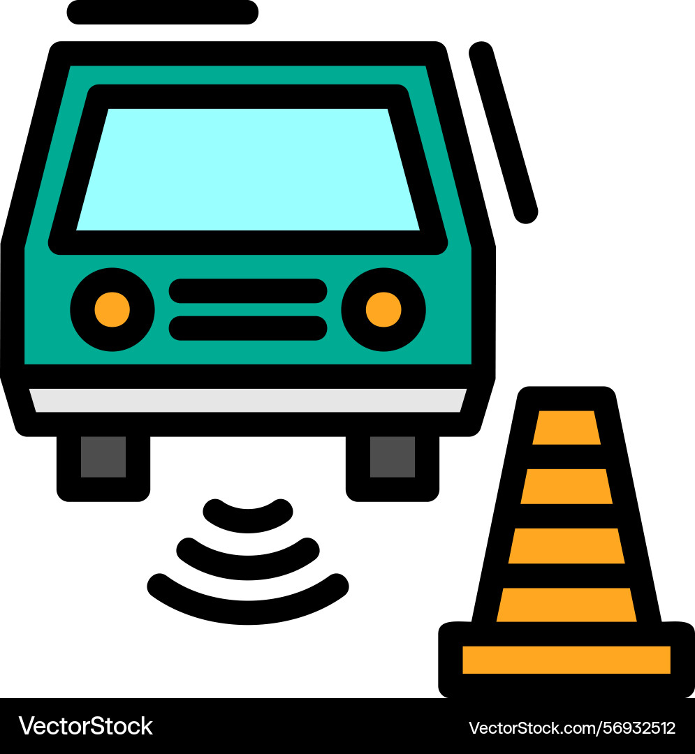 Parking sensor line filled style icon design vector image