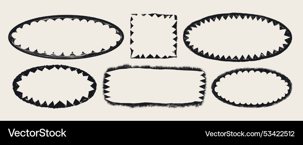 Rectangle and oval shape frames with rough Rectangle and oval shape frames with rough vector image