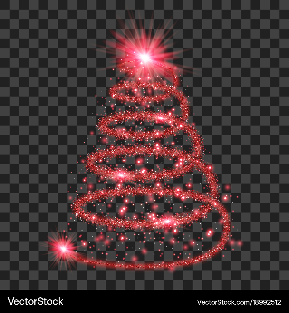 Red particle wave in form of christmas tree Vector Image
