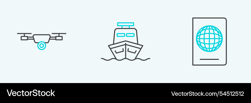 Set line passport with biometric data drone vector image