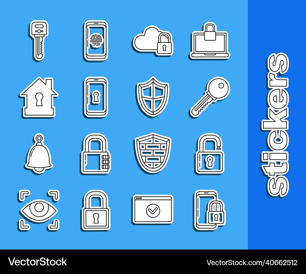 Set line smartphone with closed padlock open key Set line smartphone with closed padlock open key vector image