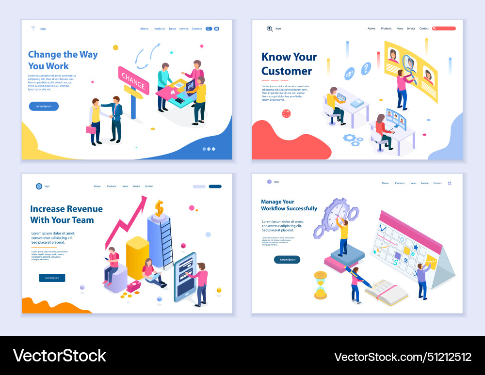 Set of business concepts 3d isometric design Set of business concepts 3d isometric design vector image