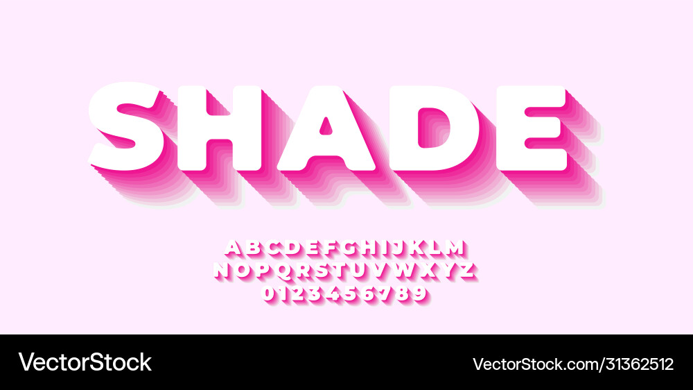 Shade pink font style design template vector image