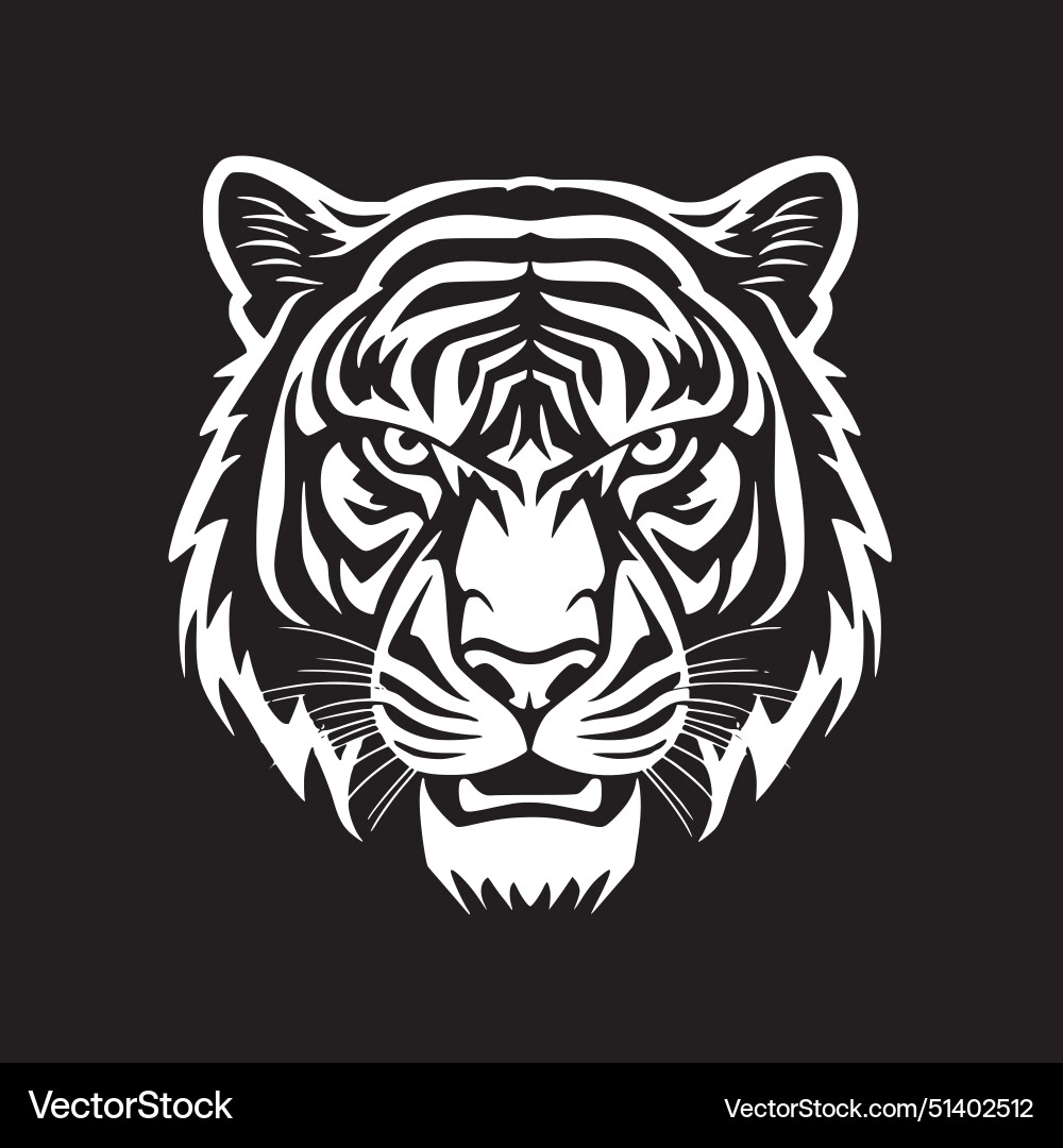Tiger - black and white Royalty Free Vector Image