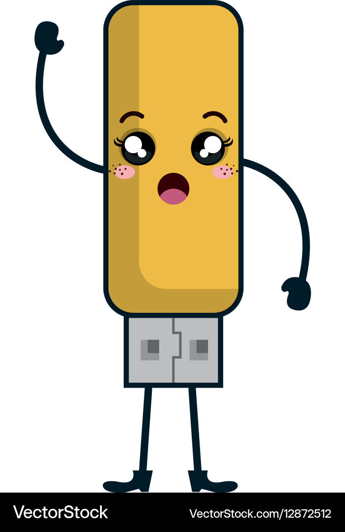 Usb memory kawaii character vector image