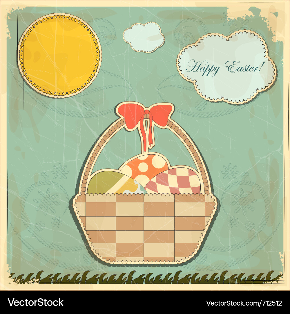 Vintage Easter Basket Card vector image