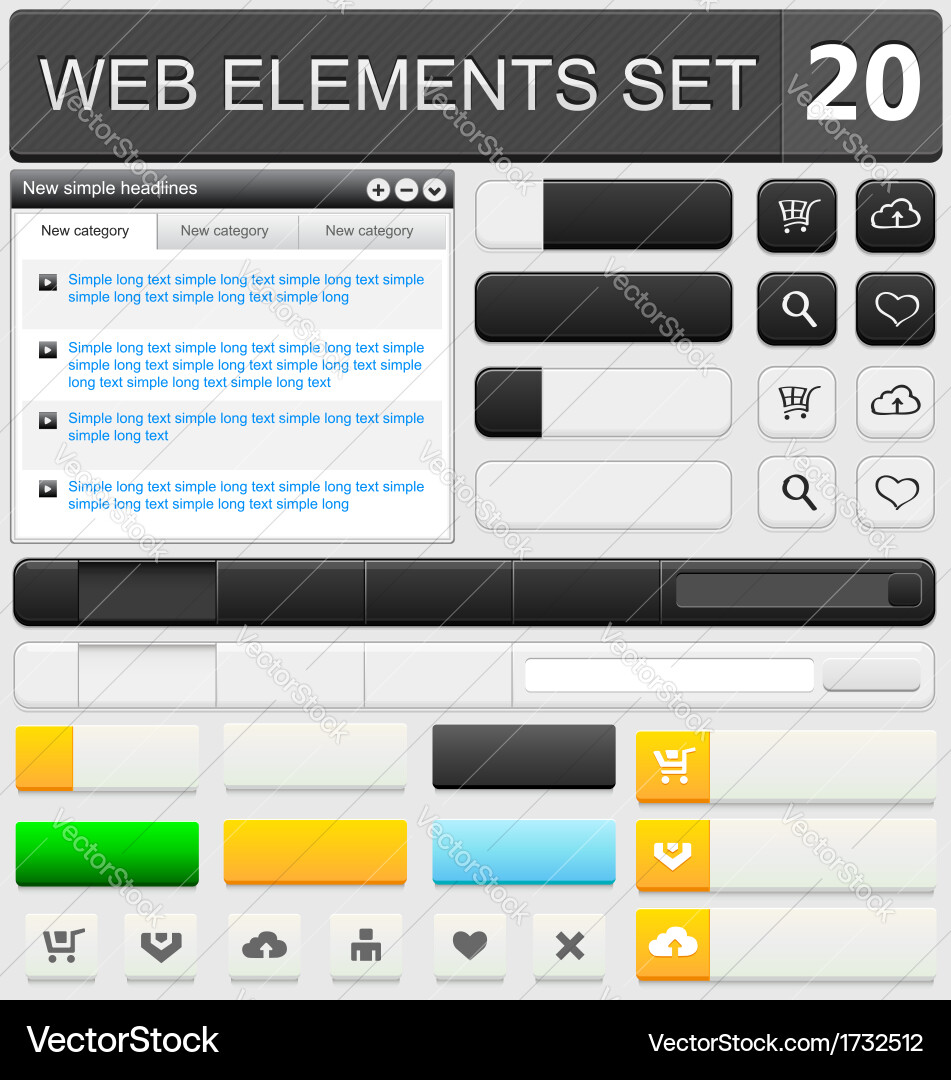 Web elements set 20 vector image