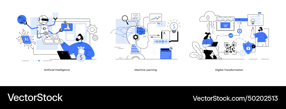 Artificial intelligence machine learning digital vector image