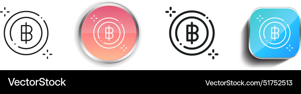Baht icon thin linear regular and button style vector image