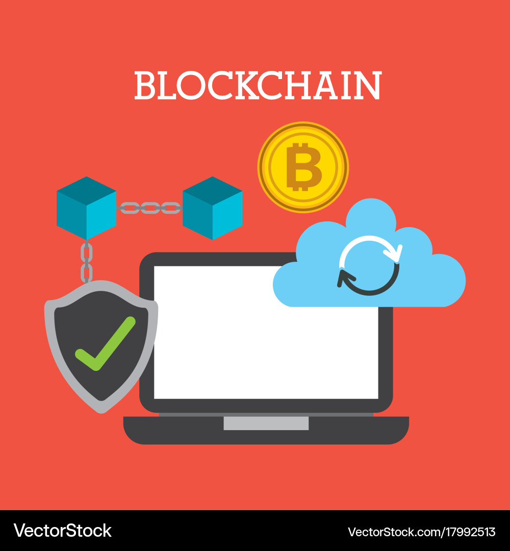 Blockchain technology cloud computing storage vector image