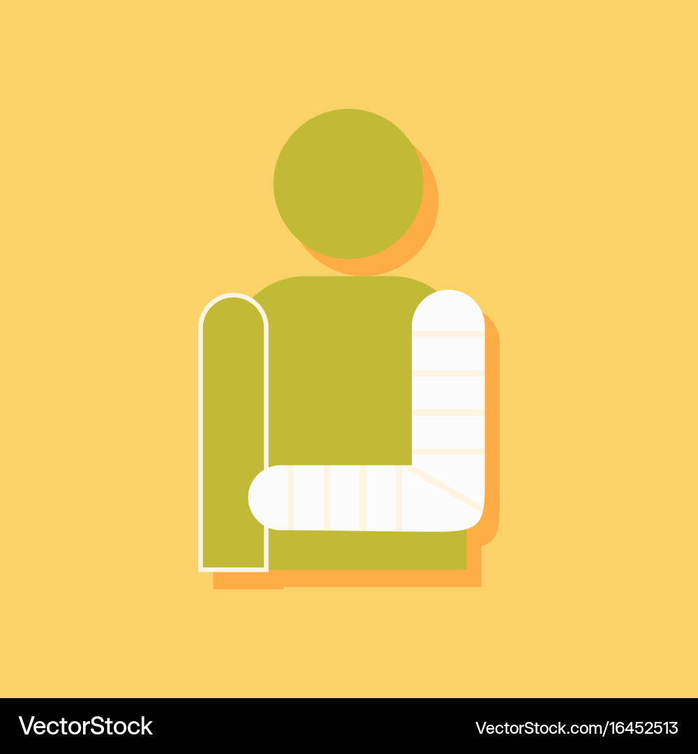 Flat icon design collection man with broken arm Vector Image