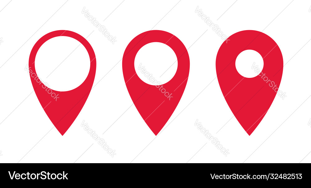 GPS Pointer Icons - Red Set vector image