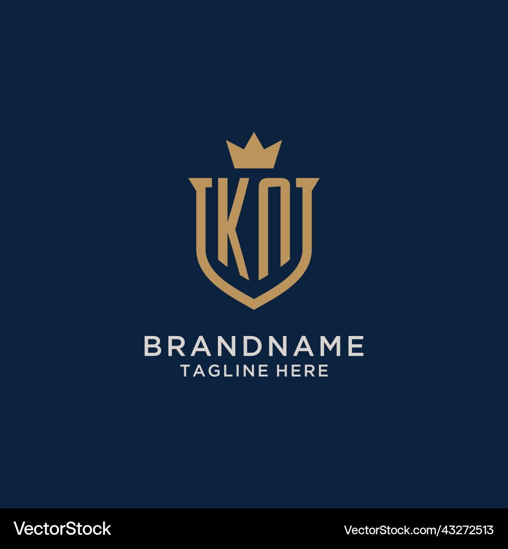Kn initial shield crown logo Royalty Free Vector Image