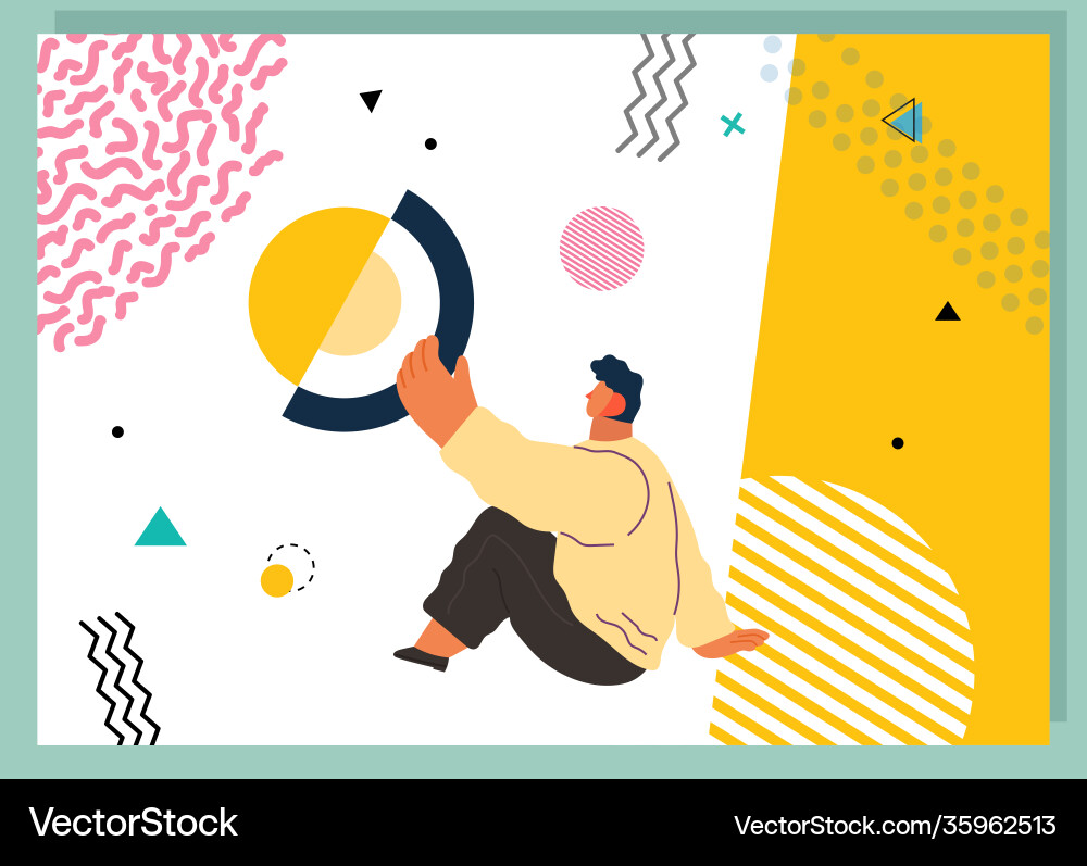 Man Organizing Abstract Circles vector image
