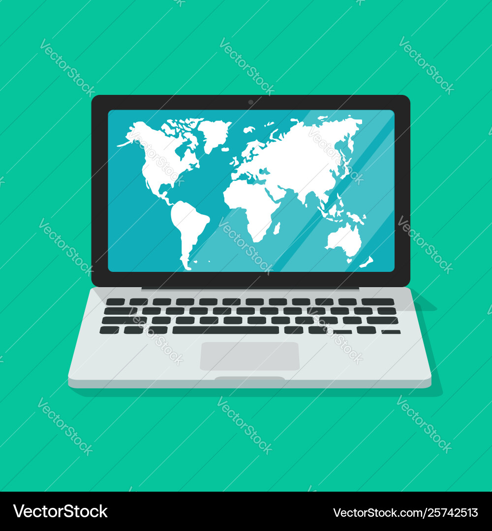 Map on computer screen vector image