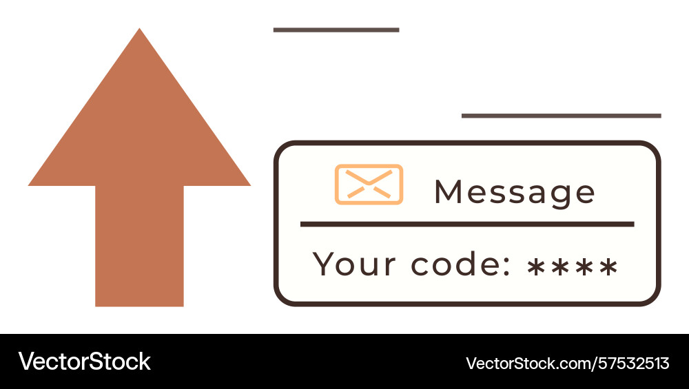Message notification with verification code Message notification with verification code vector image
