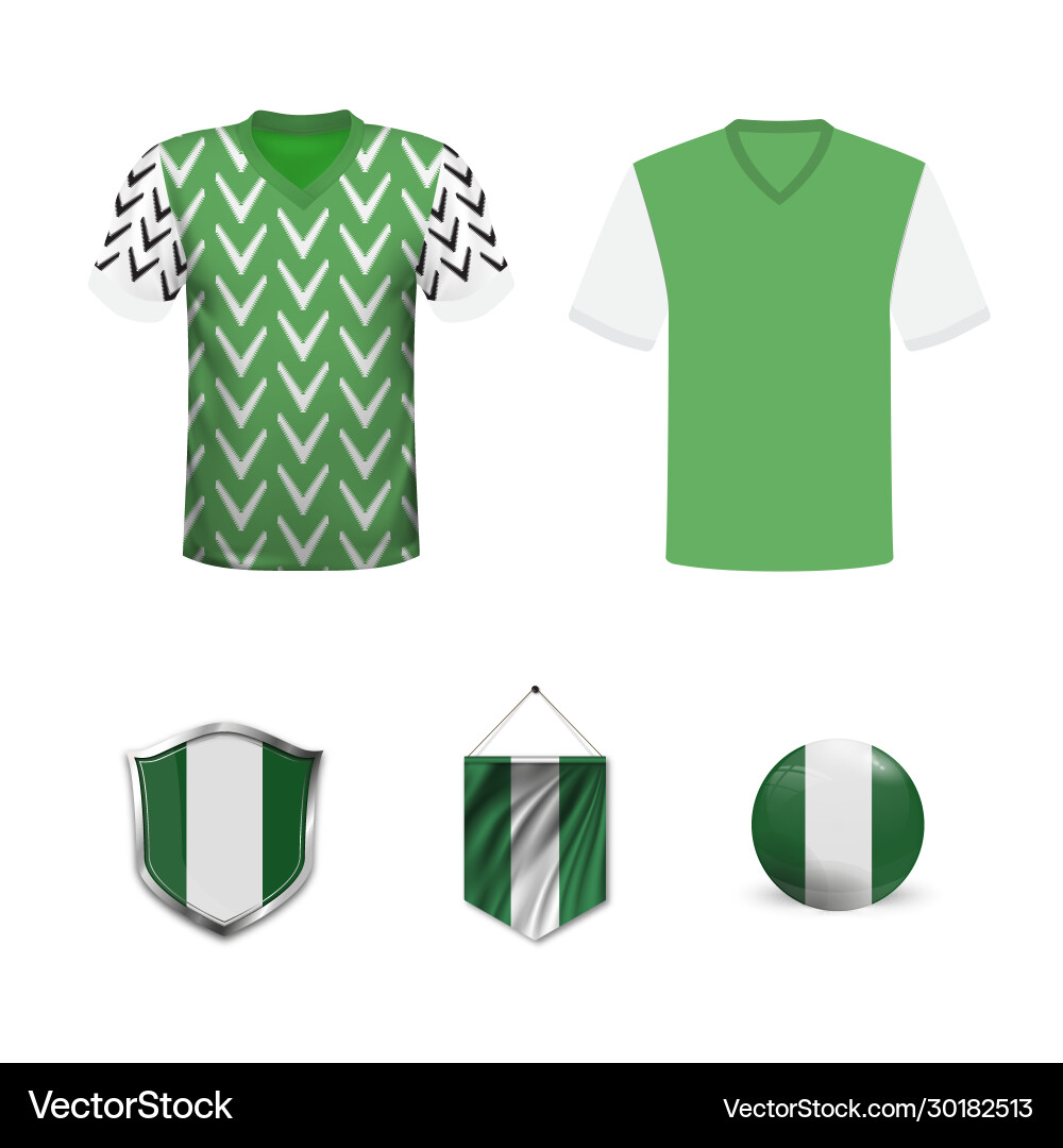Nigeria soccer jersey kit with team line up board Vector Image