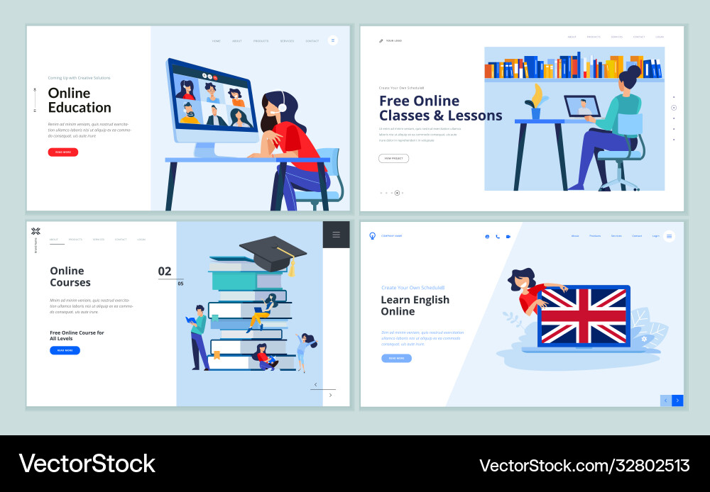Online Education Templates Vector Image