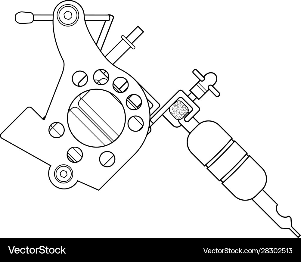 Tattoo machine linear drawing Tattoo machine linear drawing vector image