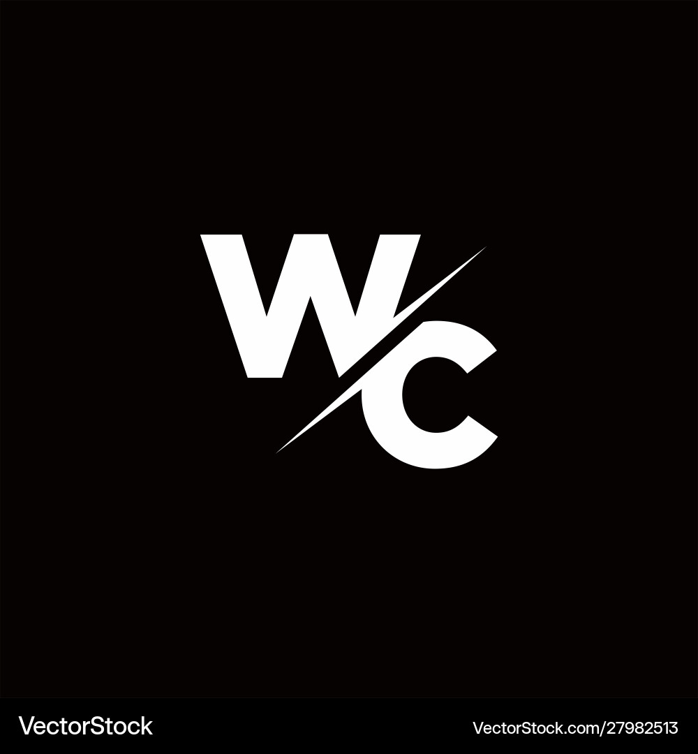 WC Monogram Logo with Slash vector image
