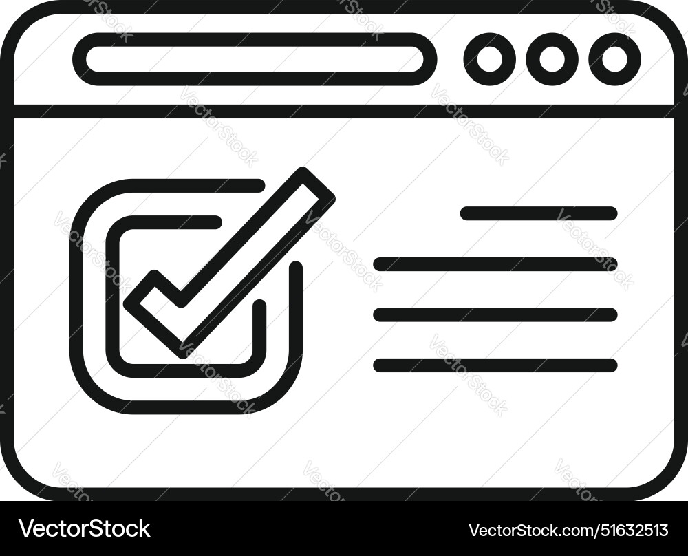 Web page showing check mark for verification Web page showing check mark for verification vector image