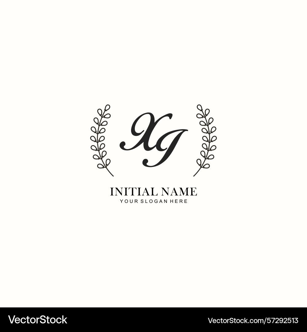Xi initial logo templates with botanical elements Xi initial logo templates with botanical elements vector image