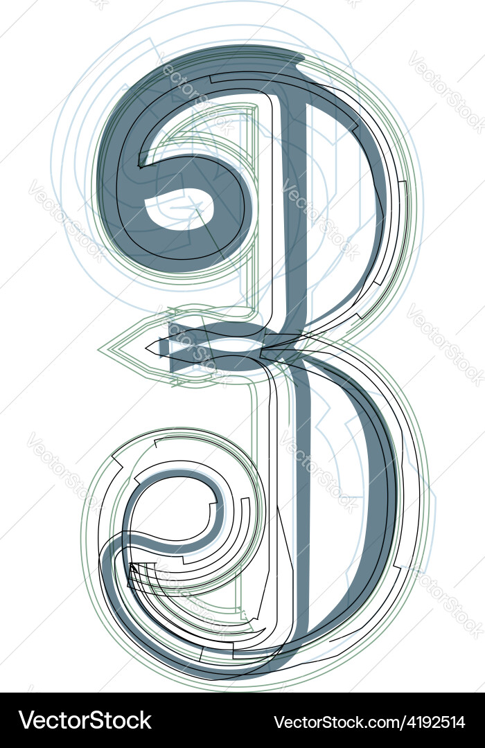 Abstract number 3 vector image
