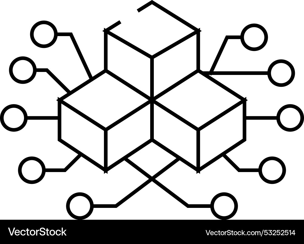 Blockchain blocks line icon Blockchain blocks line icon vector image