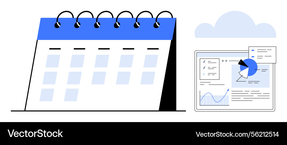 Calendar and analytics dashboard highlighting data Calendar and analytics dashboard highlighting data vector image