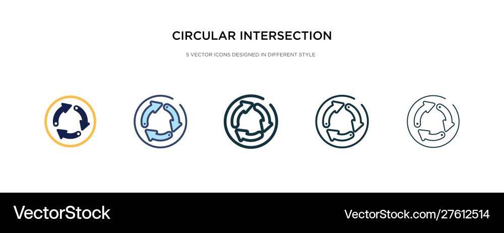 Circular intersection icon in different style Circular intersection icon in different style vector image
