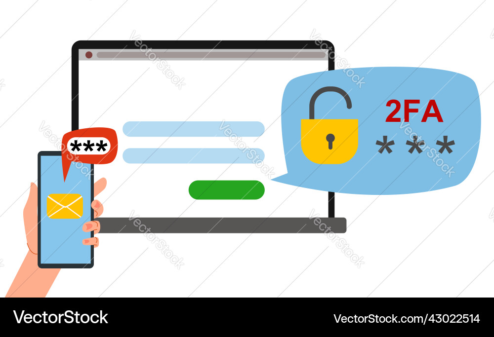 Concept of two-factor authentication security Concept of two-factor authentication security Vector Image