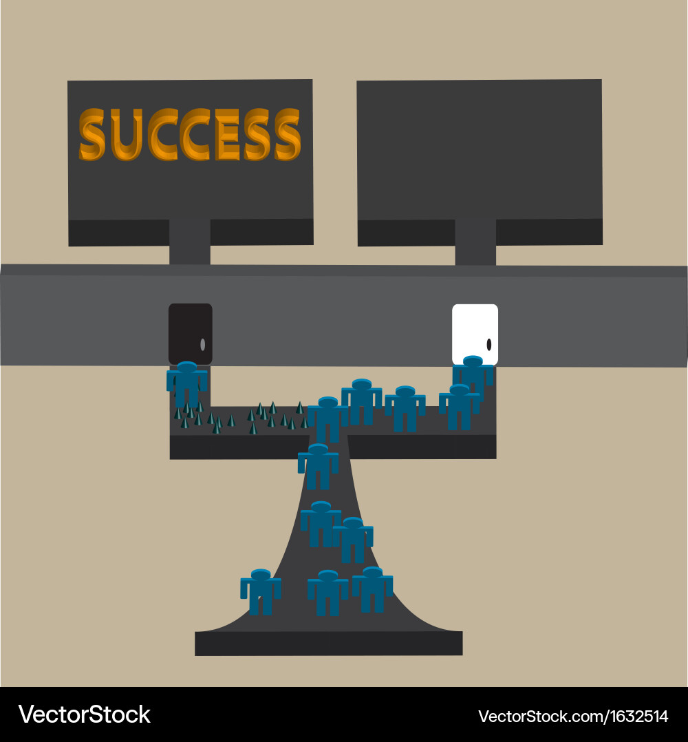 Conceptual image showing the easy and hard way vector image