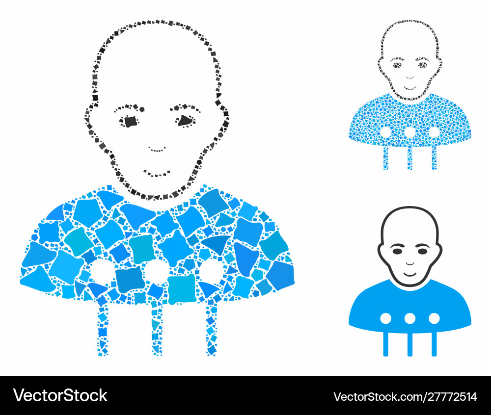 Cyborg interface mosaic icon bumpy items Cyborg interface mosaic icon bumpy items vector image