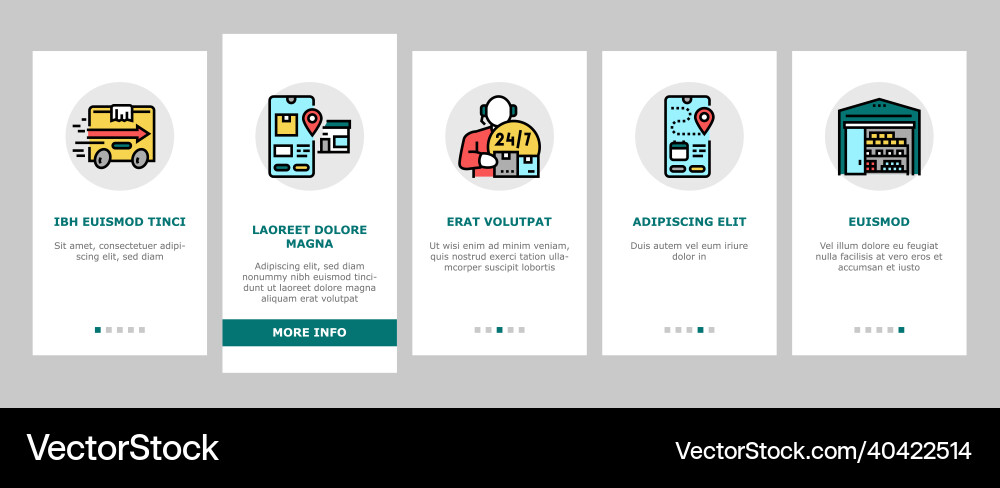 Delivery service application onboarding icons set Vector Image