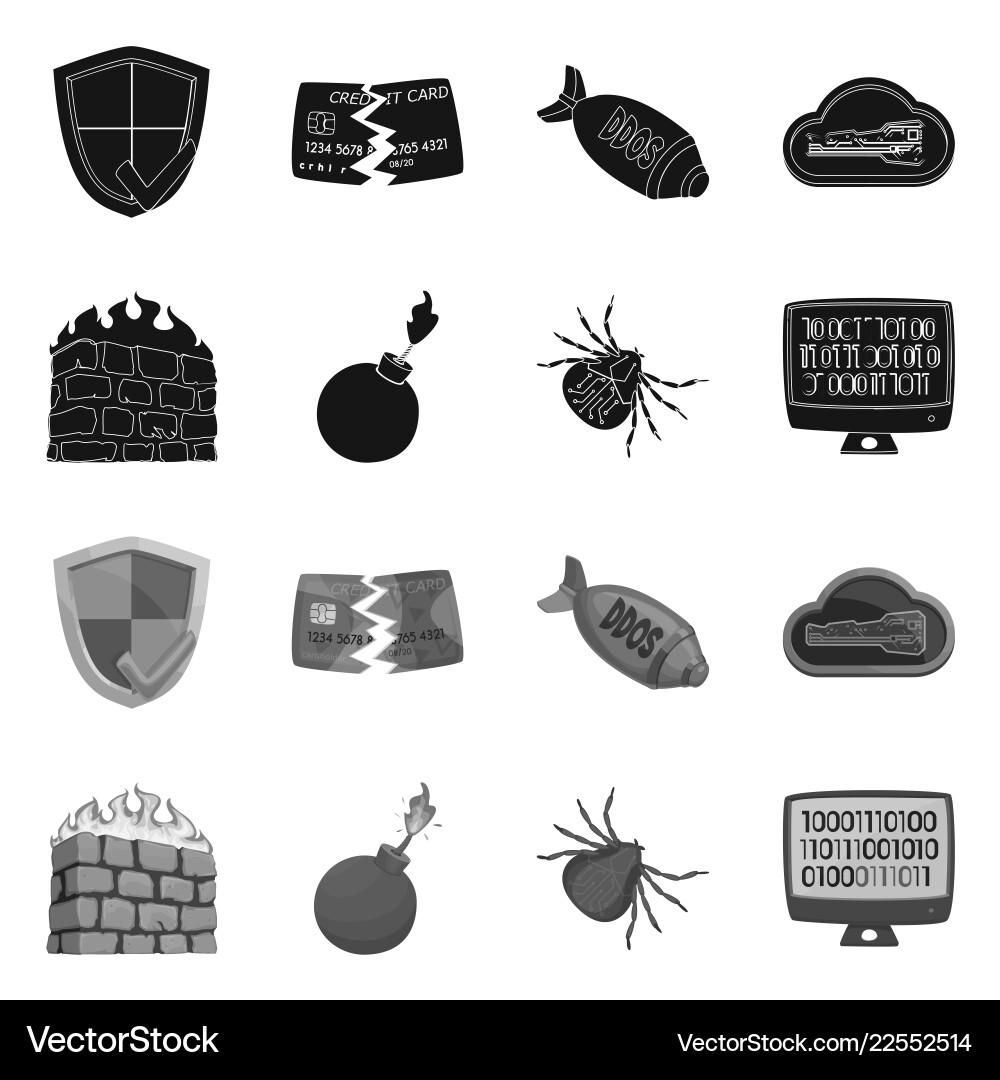 Design of virus and secure sign set vector image