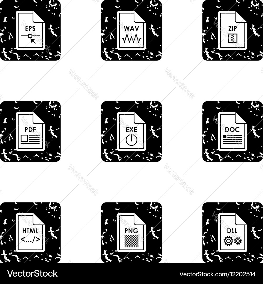 Document types icons set grunge style vector image