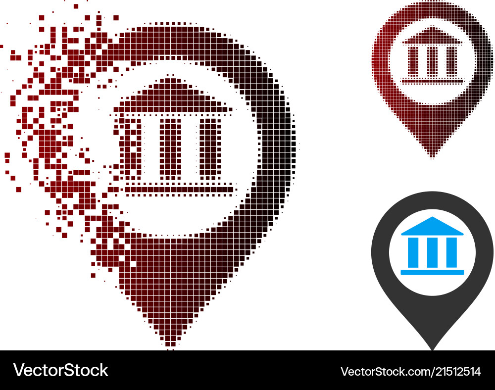 Dust pixel halftone bank building pointer icon Dust pixel halftone bank building pointer icon vector image