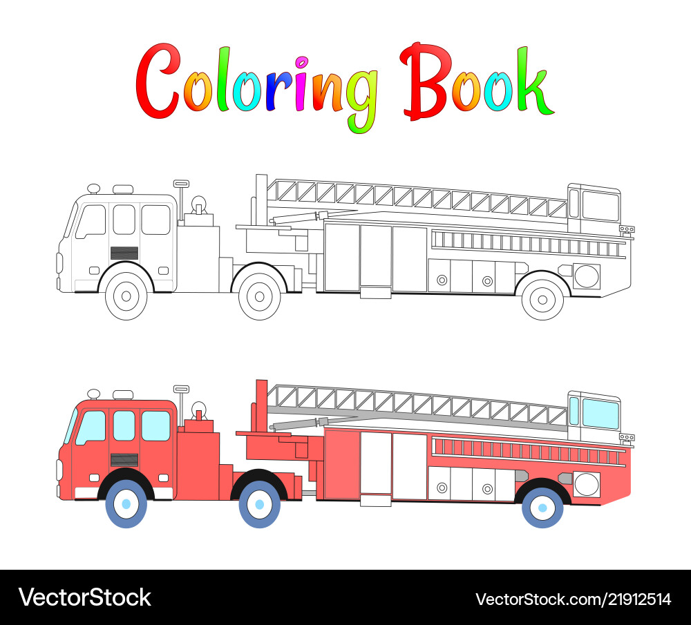 Fire truck coloring book pages Fire truck coloring book pages vector image