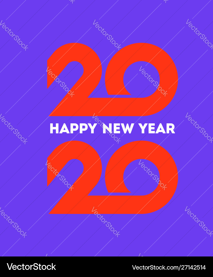 Happy new year 2020 logo with orange numbers Happy new year 2020 logo with orange numbers vector image