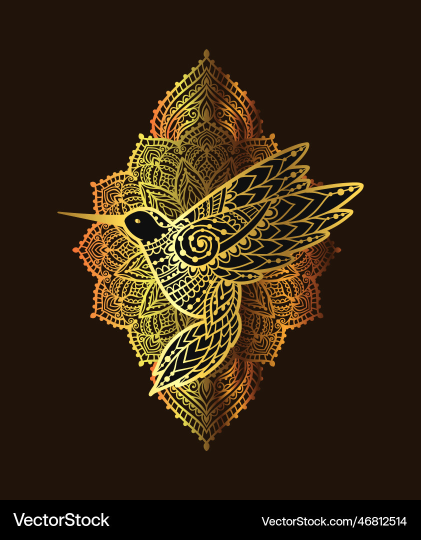 Hummingbird zen ornament mandala Hummingbird zen ornament mandala vektorbild
