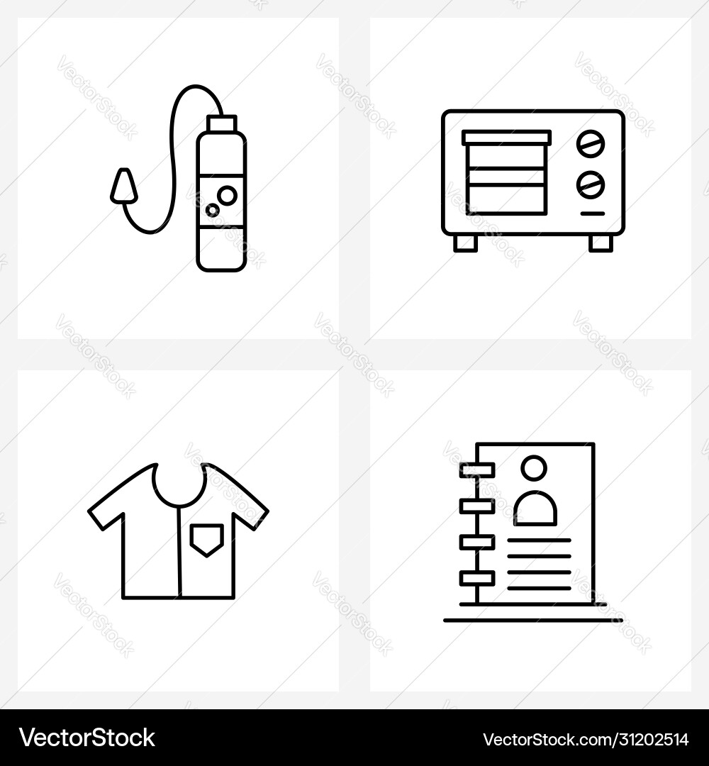 Isolated symbols set 4 simple line icons Vector Image