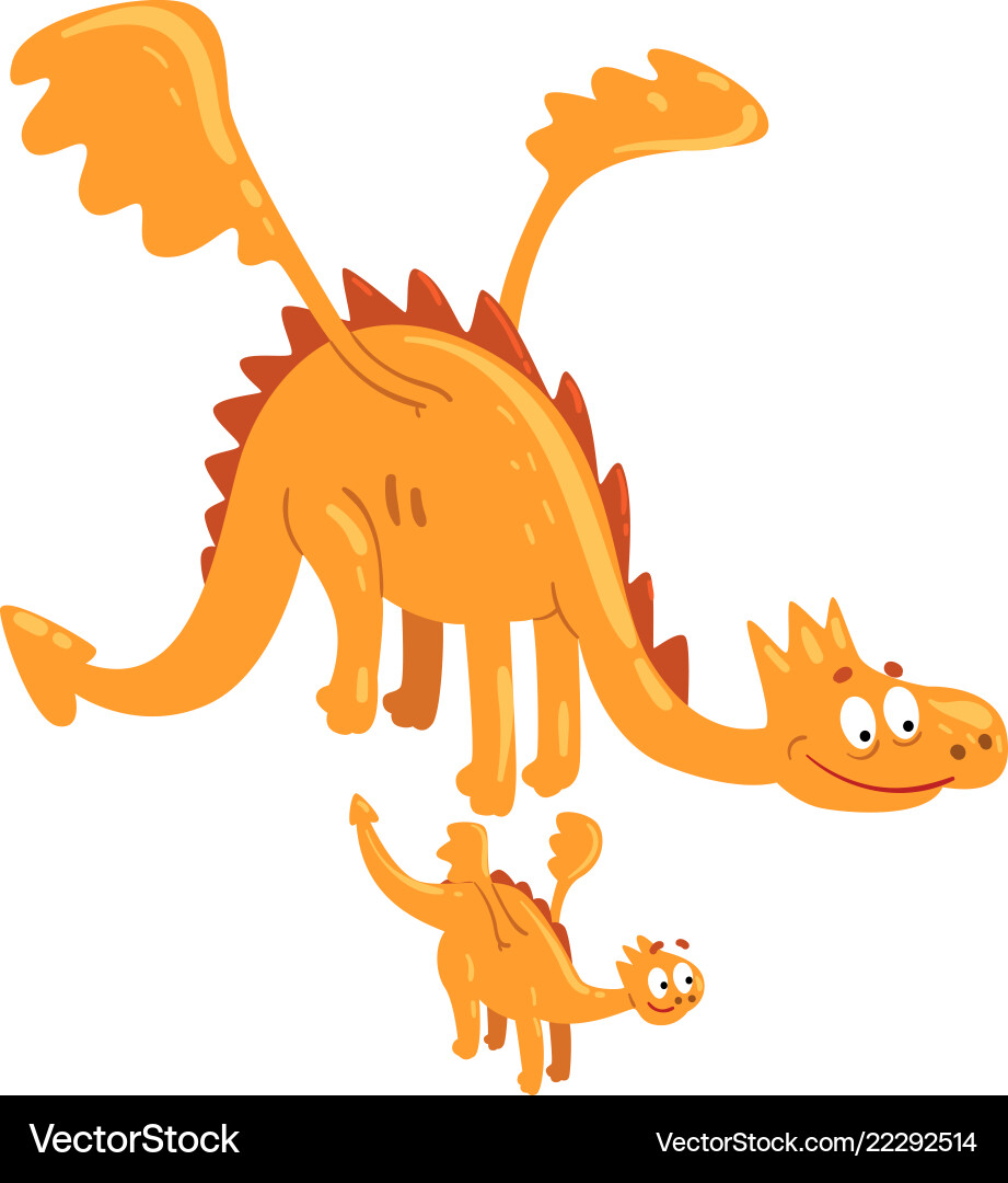Mature dragon with wings and small baby Mature dragon with wings and small baby vector image