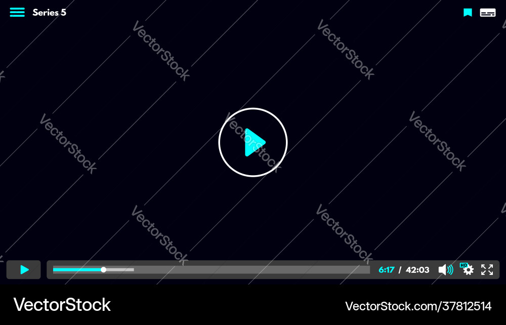 Online video player interface template Royalty Free Vector