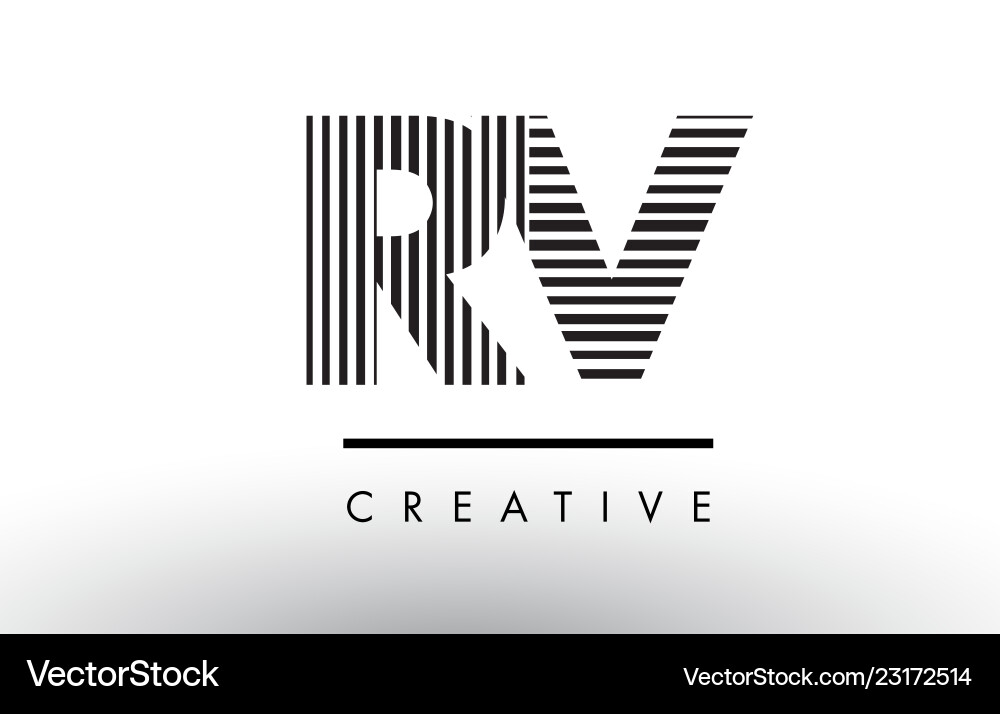 Rv r v black and white lines letter logo design Vector Image