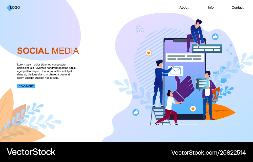 Social media landing page Vector Image