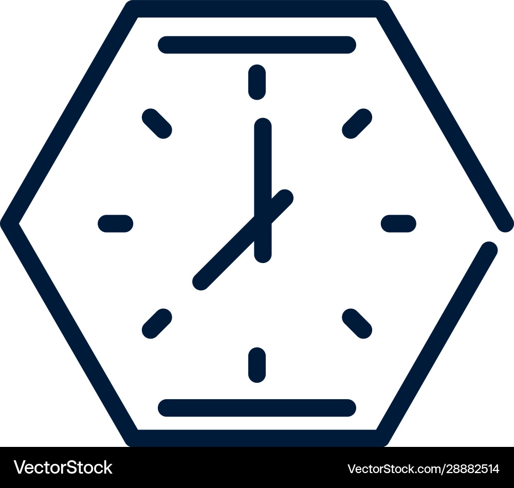 Time analog polygon clock linear design vector image