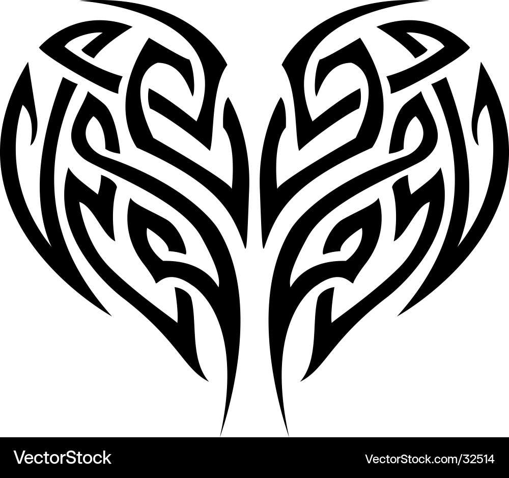 Tribal Heart Tattoo Design Vector Image
